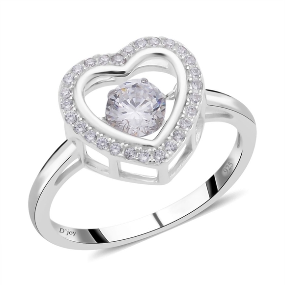 White Sapphire ✦ Heart‑Shaped Dancing Ring ✦ Sterling Silver Sparkling Size 7 - Picture 4 of 11